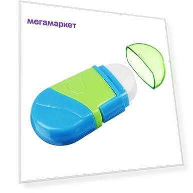 Точилка для карандашей MC Basir с контейнером и ластиком 6,5x3см, цвет зеленый-голубой