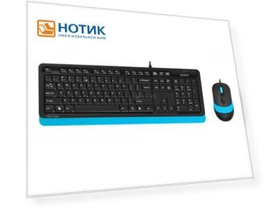 Комплект проводной клавиатура + мышь A4Tech Fstyler F1010, USB, Черный/Синий F1010 BLUE