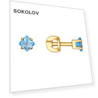 Серьги-пусеты SOKOLOV из золота с топазом