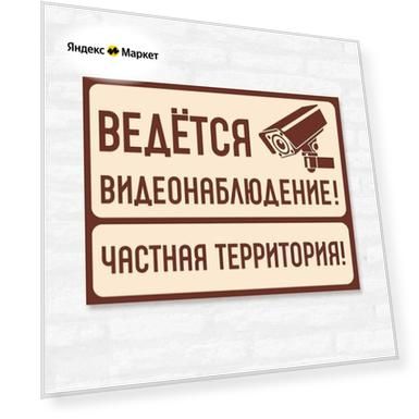 Табличка "Ведется видеонаблюдение. Частная территория", 27х20 см, ПВХ