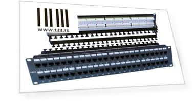 Патч-панель Hyperline PP3-19-48-8P8C-C6-110D 19", 2U, 48 портов RJ-45, категория 6, Dual IDC, ROHS, цвет черный (задний кабельный организатор в комплекте)