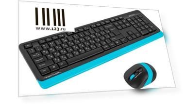 A-4Tech Клавиатура + мышь A4 Fstyler FG1010  BLUE клав:черный/синий мышь:черный/синий USB беспроводная [1147572]