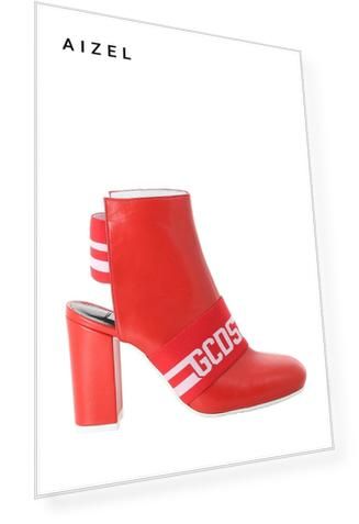 Красные ботильоны с открытой пяткой