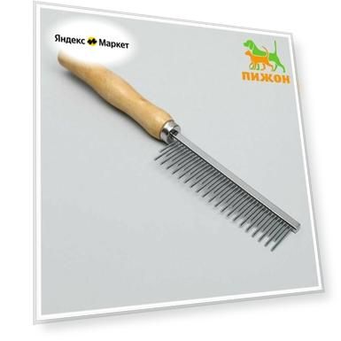 Расчёска-разнозуб Wood с деревянной ручкой, 20 х 3 см, 1 шт.