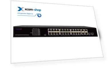 Коммутатор неуправляемый TRASSIR TR-NS14282С-370-24POE с24 PoE портами (10/100/1000 Мбит/с Base-T PoE port),и 2 Combo портами (10/100/1000 Мбит/с Base