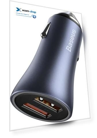 Зарядное устройство автомобильное Baseus TZCCJD-0G QC, 2*USBA, USBC 40W, dark gray