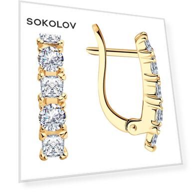 Серьги SOKOLOV из золочёного серебра с фианитами