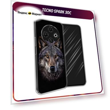 Чехол на Tecno Spark 30C / Текно Спарк 30C с принтом Желтоглазый волк