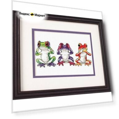 16758 Набор для вышивания крестом DIMENSIONS Tree Frog Trio "Трио лягушек"