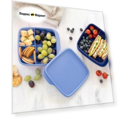 Контейнер с разделителем 550мл "Школьник" Tupperware Для перекусов и завтраков. 2шт