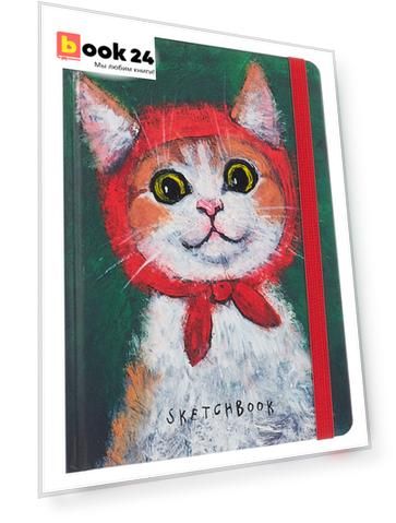 Скетчбук А5 80л "КОТИК" 100г/м2, тв.обложка, выб.лак, резинка, мат.ламинация