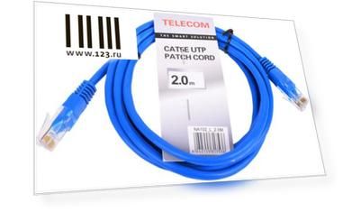 Патч-корд литой "Telecom" UTP кат.5е 2,0м синий (NA102-L-2M)