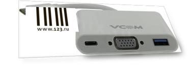 Адаптер Type-C VCOM Telecom CU426 круглый серый