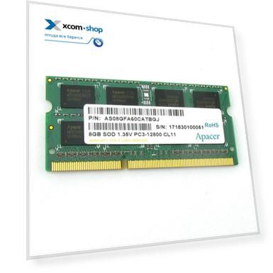 Модуль памяти SODIMM DDR3 8GB Apacer DV.08G2K.KAM (AS08GFA60CATBGJ) PC3-12800 1600MHz 2Rx8 CL11 204-pin 1.35V