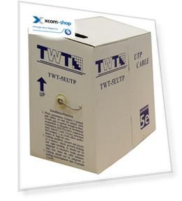 Кабель витая пара U/UTP 5e кат. 2 пары TWT TWT-5EUTP2PT-WH 24AWG(7х0.18 мм), медь, многожильный (stranded), внутренний, PVC, белый, уп/305м