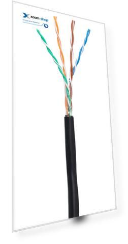 Кабель витая пара U/UTP 5e кат. 4 пары Netlan EC-UU004-5E-PE-BK-1 24AWG(0.47 мм), медь, одножильный (solid), внешний, PE, чёрный, уп/100м