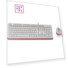 Комплект клавиатура и мышь A4Tech Fstyler F1010 клав-белый/розовый мышь-белый/розовый USB Multimedia