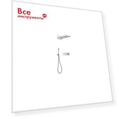 Цвет: хром, Материал: латунь, Мыльница: нет, Верхний душ: есть, Тип смесителя: термостатический, Форма ручного душа: прямоугольная, Количество режимов: 2, Форма верхнего душа: прямоугольная, Термостатический смеситель: есть