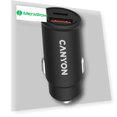 Зарядное устройство автомобильное Canyon CNS-CCA20B03 USB-A/C