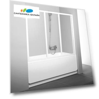 Шторка на ванну Ravak AVDP3-150 Transparent, профиль белый
